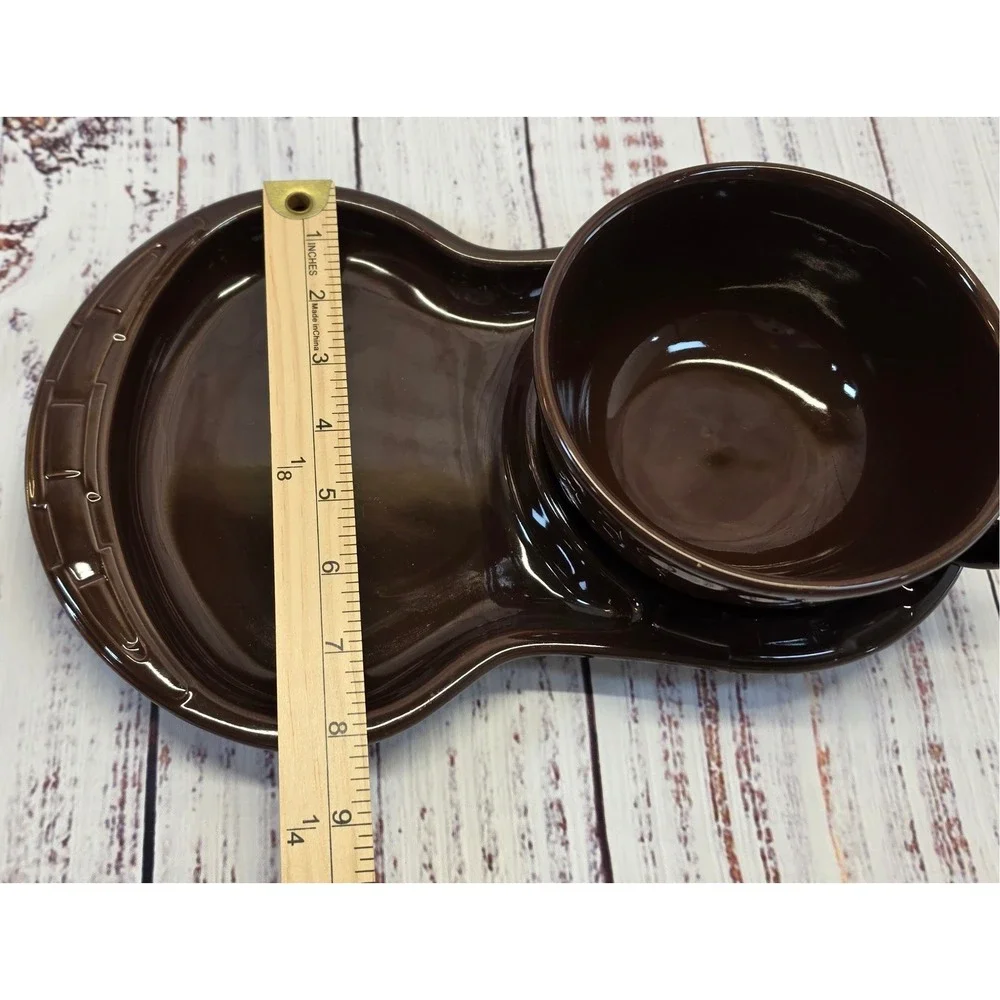 Longaberger Soup and Sandwich Set Brown Excellent Vitrified Pottery